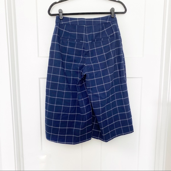 Old Navy Windowpane Plaid Wide Leg Crop Pants Navy/White Career Office Sz 4 - Picture 6 of 8